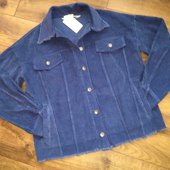 OVERSIZED BOYFRIEND CORDUROY JACKET BLUE - Picture 6 of 9